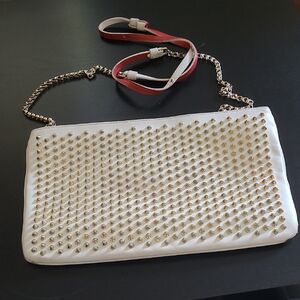 Christian Louboutin Studded White and Gold Women's Clutch/Shouldet Bag